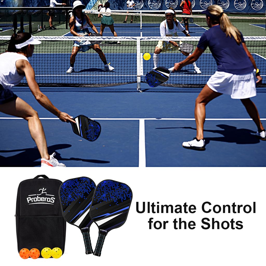 Proberos Pickleball Paddles, Fiberglass Surface Pickleball Racquet with Polypropylene Honeycomb Core, Sweat Absorbent Grip, Ideal for All Ages, Skill, Perfect Play for Indoors Outdoors Proberos Pickleball Paddles, Fiberglass Surface Pickleball Racquet with Polypropylene Honeycomb Core, Sweat Absorbent Grip, Ideal for All Ages, Skill, Perfect Play for Indoors Outdoors